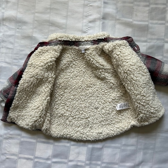 George Baby plaid Sherpa Lined Button Closure Shacket Jacket - Picture 6 of 9